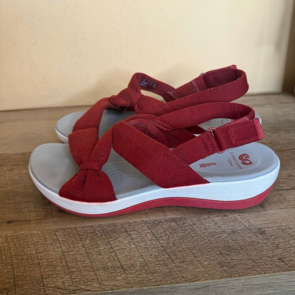 Clarks Arla Belle Sandals Womens 11 Cross Strap Slingback Red cloudsteppers